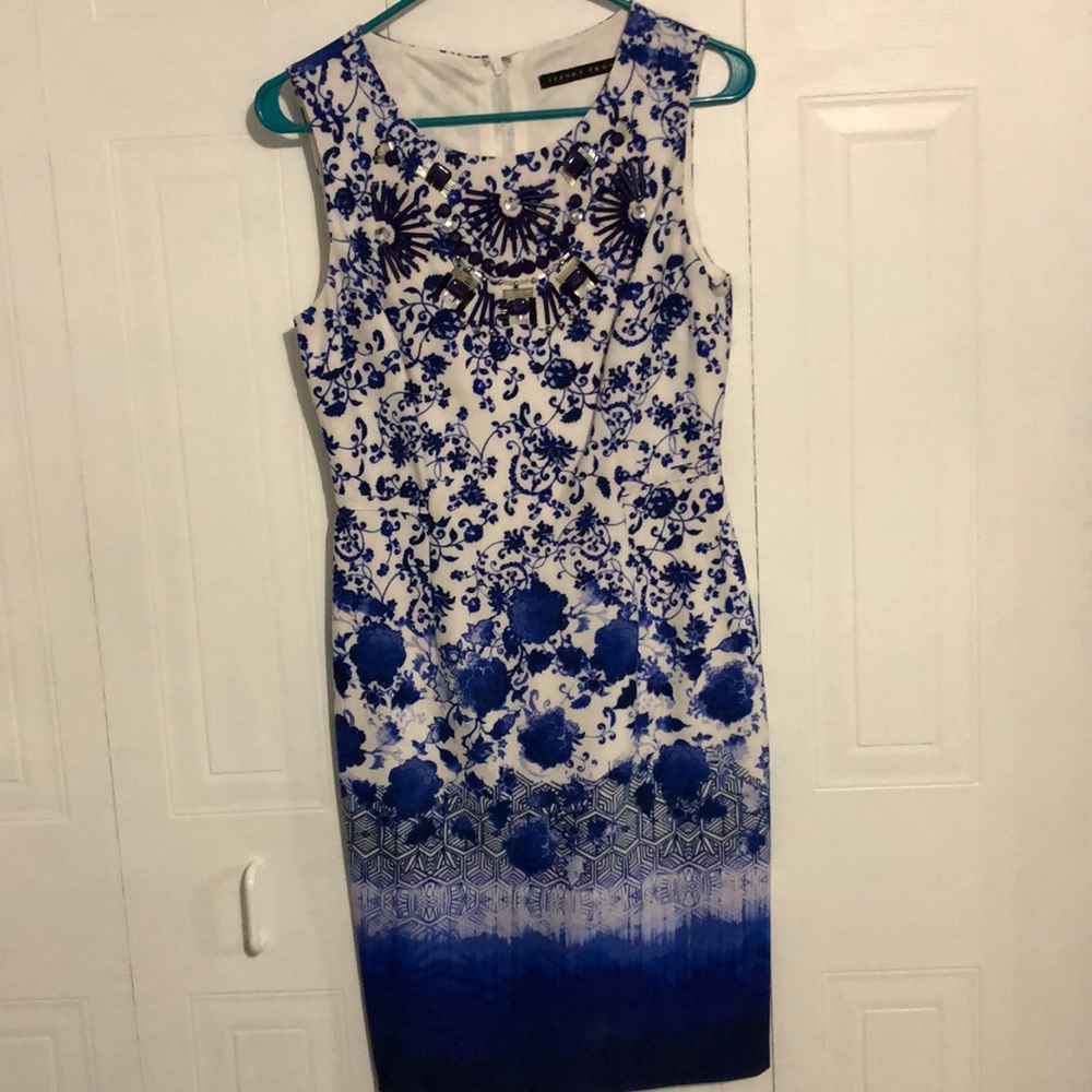 Ivanka Trump embellished neck dress